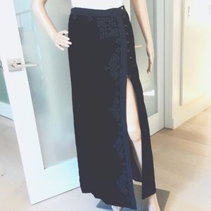 Vintage Anne Klein  Velvet and Brocade Button up Maxi Skirt